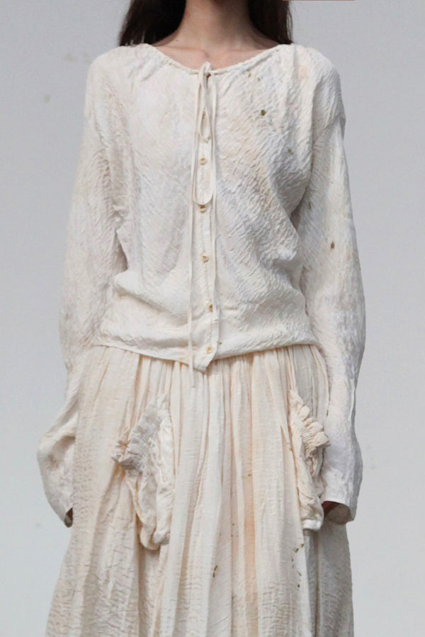 Mutedance 25 Autumn and Winter Button Drawstring Collar Shirt Top Series Handmade Classic MD-MD25FW35-nude
